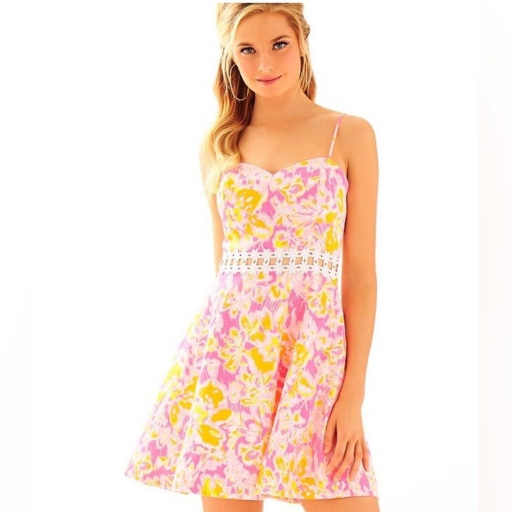 Lilly Pulitzer Pink and Yellow Floral Mini Dress